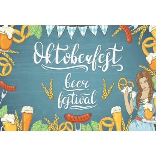 Cartoon Oktoberfest Backdrop Party Photography Background Holiday Celebration Photo Booth Studio Decor