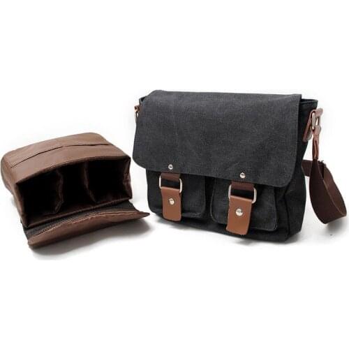 Men‘s Vintage Canvas Camera Bag Shoulder Messenger for Canon Sony SLR Nikon DSLR