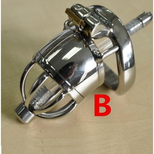 Penis Imprisonment Stainless Steel Male Chastity Cage with Urethral Tube Metal Chastity Device Sex Toy Sex Products for Men G197