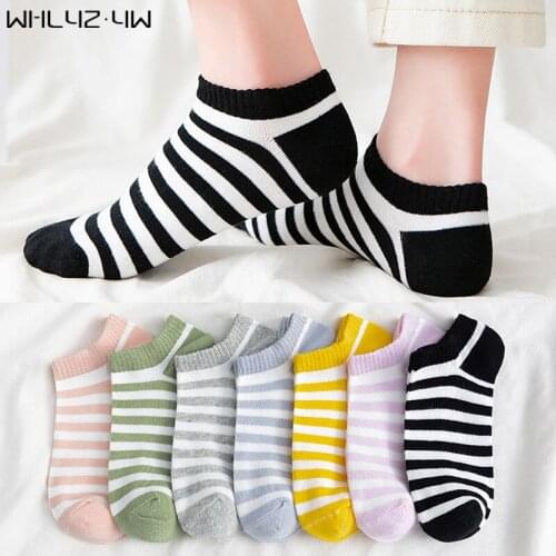 5 Pairs Ankle Boat Socks Woman Girl Striped Young, Casual, Fashion Breathable,Harajuku Invisible No Show Socks Novelty Hot Sell