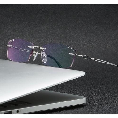 ZIROSAT 9175 Pure Titanium Rimless Men Eyeglasses Frame Fashion Brand Designer Myopia Clear Optical Prescription Eyewear Frame