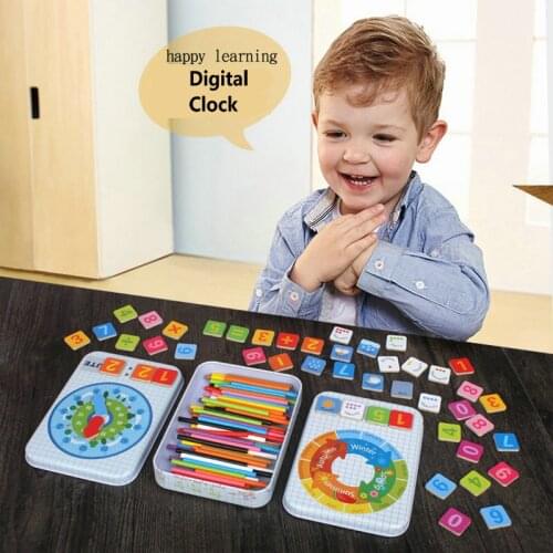 100 learning sticks and 30 magnetic digital puzzles Math Toys game mini puzzles box educational numbers wooden toys for children