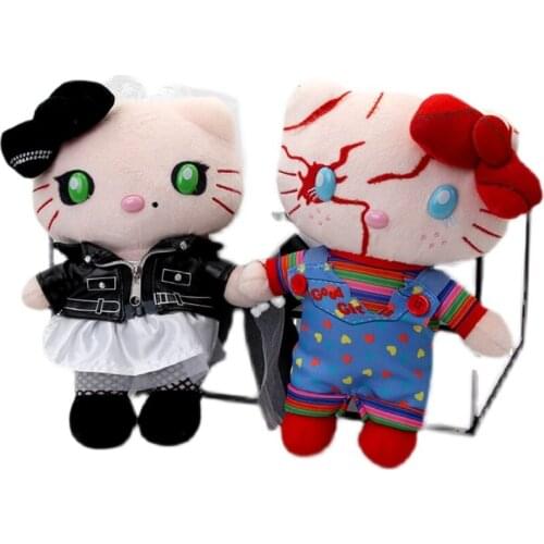 23cm Halloween Movie Child Play Hello Kittyed Chucky And Tiffany Bride Plush Doll Baby Girl Christmas Birthday Plushie Toy Gift