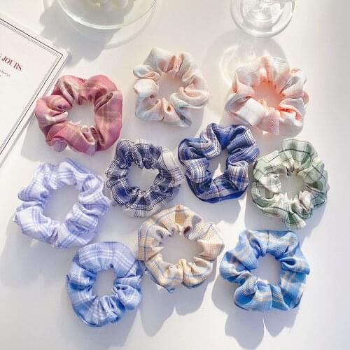 Autumn Girls Plaid Elastic Hair Bands Lattice Scrunchies Female Rubber Band Ponytail Holder Hair Tie Women Hair Accessories