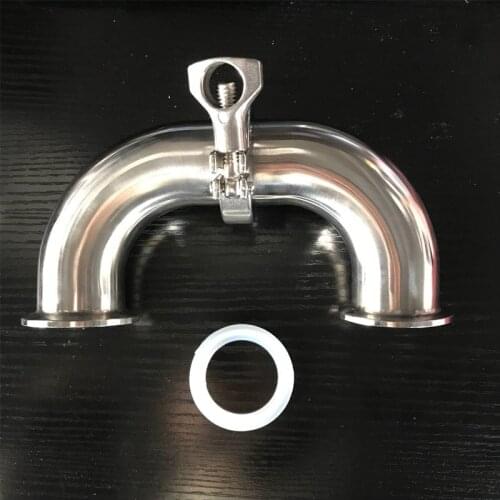 51mm 2" Pipe O/D 304 Stainless Steel Sanitary Elbow Pipe Fitting 64mm + 2" 51mm Tri Clamp Ferrule 64mm O/D + silicone gasket