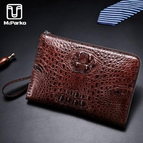 McParko Real Crocodile Envelope Clutch Bag Men Genuine Leather Clutch Wallet Luxury Brown Crocodile Bag Men Fashion Males Gift