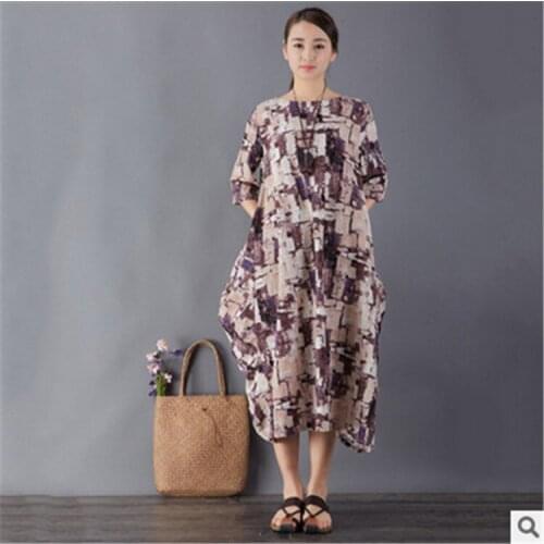 Retro Art Small Round Neck Loose Dress