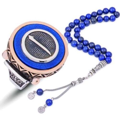 Tevuli 925 Sterling Silver Blue Ebony Aleph Ring