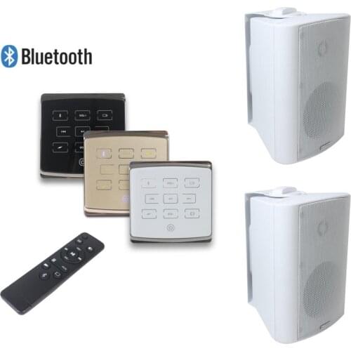Smart home audio bluetooth music system 2x25W wireless wall mounted amplifier with touch key and 2 wall speakers,support USB,TF