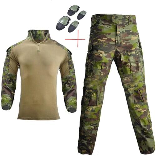 Military Uniform Multicam Army Combat Shirt Uniform Tactical Pants with Knee Pads Camouflage Suit Hunting Clothes