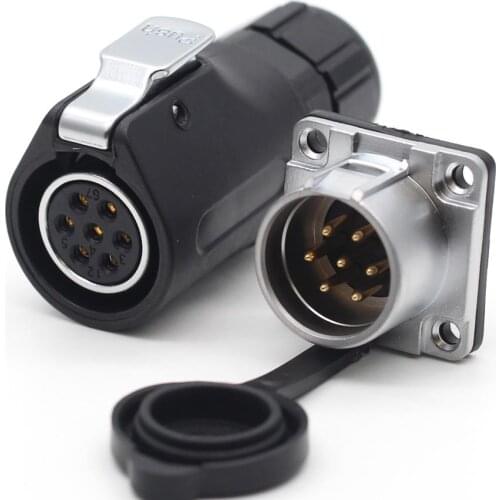 XHP20, IP67 Waterproof 7 Pin LED Power Cable Connector High-Voltage Aviation Connector Electrical Power Male Socket Female Plug