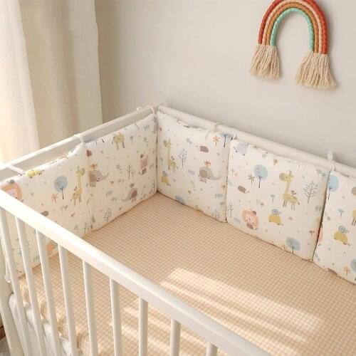6pc/set Crib Protection Pad Square Bed Surrounding Crib Decoration Printed Pillow Bed Circumference Bumper Baby Crib Bedding Set