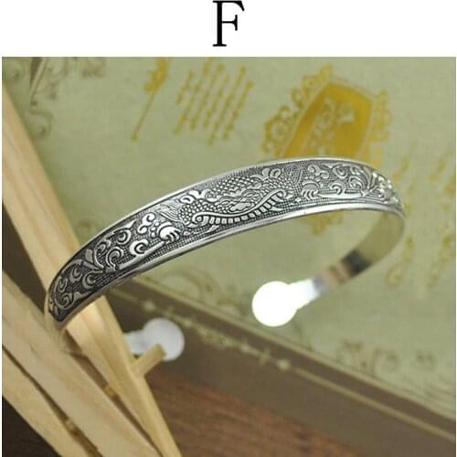 Vintage Bangles Womens Dragon Phoenix Bracelet Carving Silvery Hand Ornaments Bracelet Women Jewelry