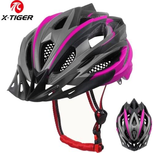 X-TIGER Woman Cycling Helmet Integrally-mold Cycling Mountain Bicycle Helmet Ultralight Bike Helmet EPS+PC Cover MTB Bike Helmet