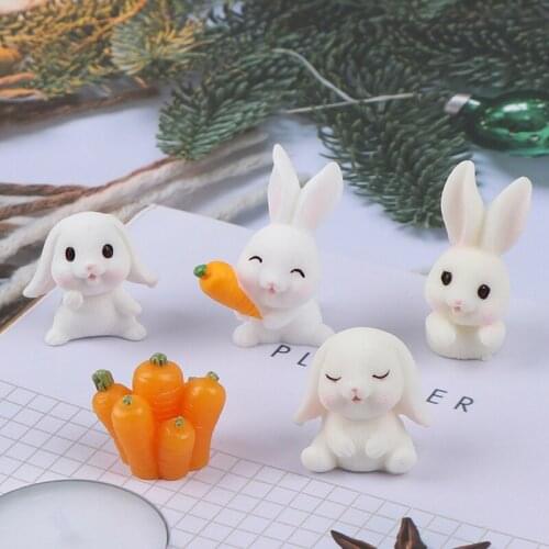 1PCS Lovely Resin Plants Rabbit Ornaments Plant Decoration Garden Miniatures DIY Doll Cute Micro Landscape Succulent