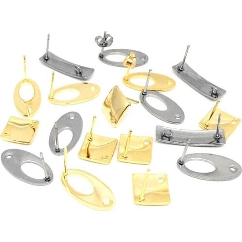 10pcs Stainless Steel Hypoallergenic Square Oval Rectangle Geomatric Earrings Stud for DIY Handmade Ear Jewelry Making Findings
