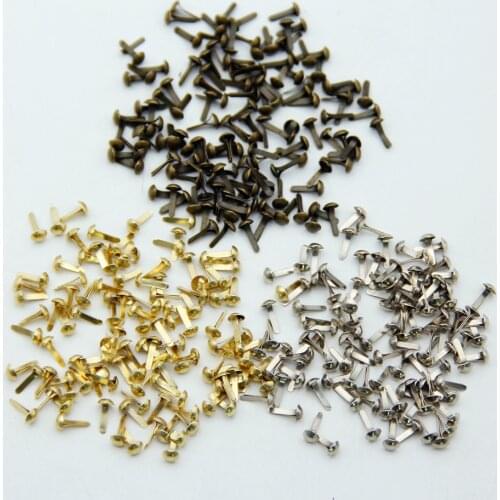 100pcs 4.5mm Mixed 3 Colors Iron Round Metal Mini Brads For Scrapbooking Accessories Embellishment Fastener DIY Handmade Crafts