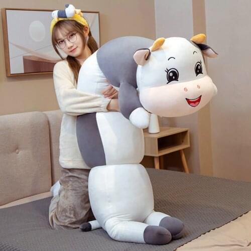 150cm New Lying Cow Plush Toys Cute Stuffed Animal Pillow Cushion Caterpillar Cattle Doll Child Kids Baby Christmas Girl