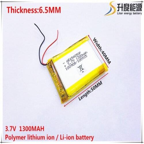 3.7V,1300mAH [654050] PLIB (polymer lithium ion / Li-ion battery ) for Smart watch,GPS,mp3,mp4,cell phone,speaker