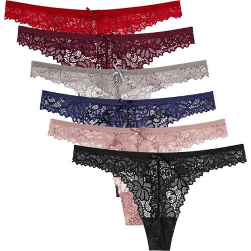 5 Pcs/Lot New Arrival 2021 Solid Color Women G String Sexy Lace Thong Underwear 911