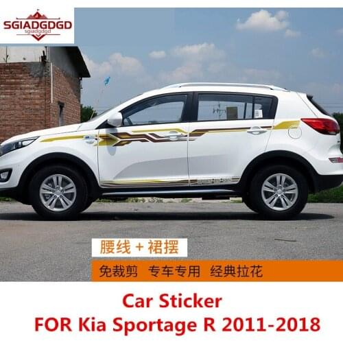Car Sticker FOR Kia Sportage R 2011-2018 Body Waistline Decoration Color Bar SPORTAGE R Modified Parts Decal