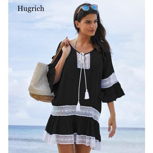 Bamboo Cotton Summer Pareo Beach Cover Up Sexy Swimwear Women Swimsuit Cover Up Kaftan Beach Dress Tunic White Beachwear