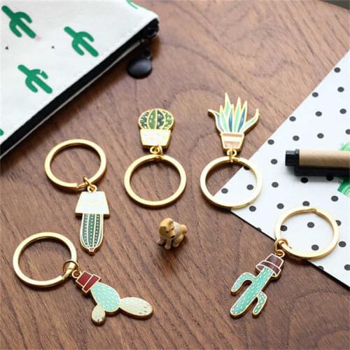 Creative Cute Alloy Plant Cactus Charm Car KeyChain Key Chain Ring Gift