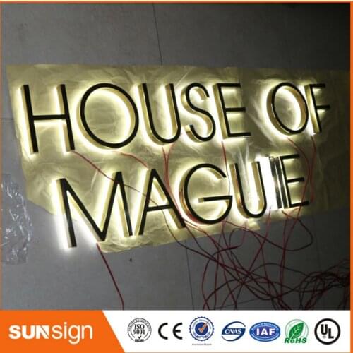 Stainless steel reverse lit channel letters