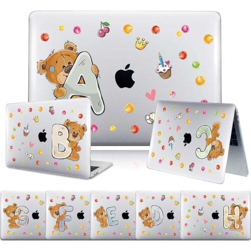 Laptop Case for Apple MACBOOK Pro 13 A1706 A1989/Pro 15 A1398/Pro 16 A2141 - Bear Letters Anti-fall Hard Shell Computer Case