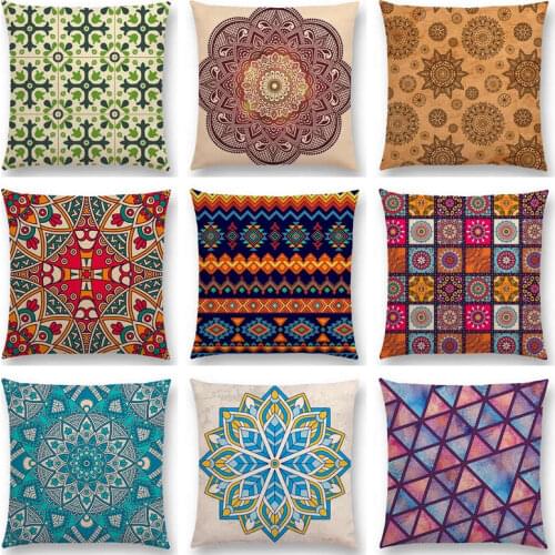 Hot Sale Colorful Mandala Flower Art Decoration Geometric Pattern Indians Wave Stripe Retro Cushion Home Decor Sofa Throw Pillow