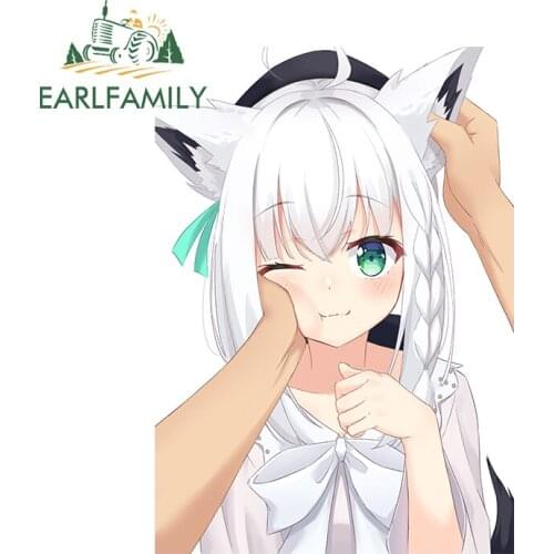 EARLFAMILY 13cm x 9.2cm for Hololive Shirakami Fubuki Vinyl Car Stickers Windshield Laptop Decal Waterproof JDM RV Car Styling