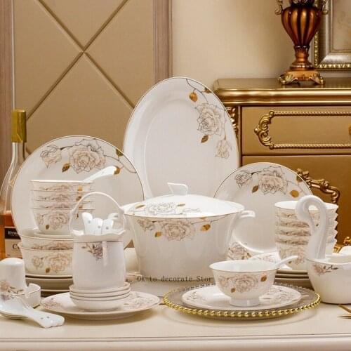 Jingdezhen bone China tableware, plates and dishes set household Nordic ceramic soup bowls wholesale