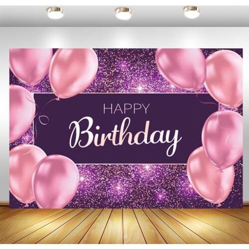 Happy Birthday Party Photography Backdrop Pink Balloon Photo Studio Background Decor Banner Prop