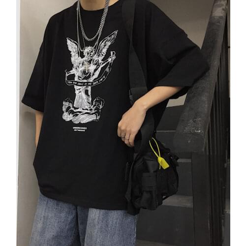 % Cotton Pure Cotton T-shirt Printing Harajuku Leisure Baita White Short Sleeve Top Summer Clothing Retro Best Direct Mail