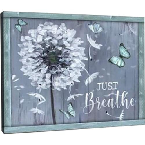 Unframed Canvas Rustic Farmhouse Room Posters Inspiration Motivation Just Breathe Canvas Painting Wall Art Bedroom Pictures Gray