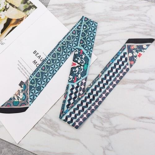 Classic Retro Bag Handle Scarf Printing Small Ribbon Headband Fashion Luxury Brand Womens Headscarf