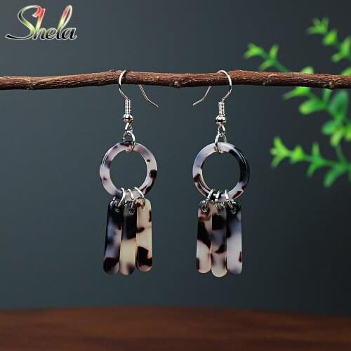 Leopard Print Resin Acrylic Tassel Earrings Geometric Circle Fashion Jewelry For Women Pendant Wholesale