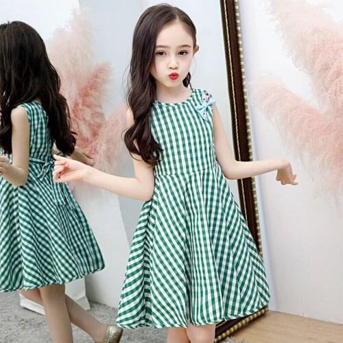 Summer Baby Girls Princess Dresses Clothes Kids Plaid Bow Sundress Children Birthday Party Performance Prom Dress Vestido 2-10Y