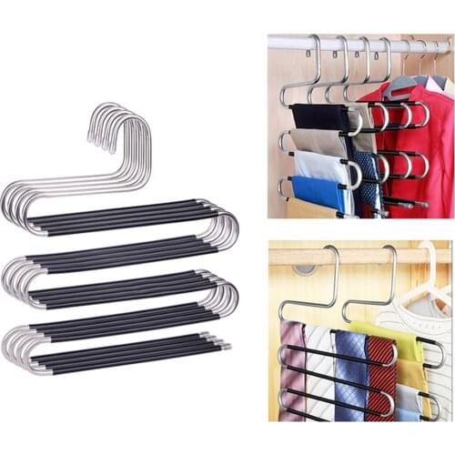 S-type MultiFunctional Pants Hangers Holders Trousers Hanger Storage Rack Clothes Hanger Space Saver Wardrobe Closet Organizer
