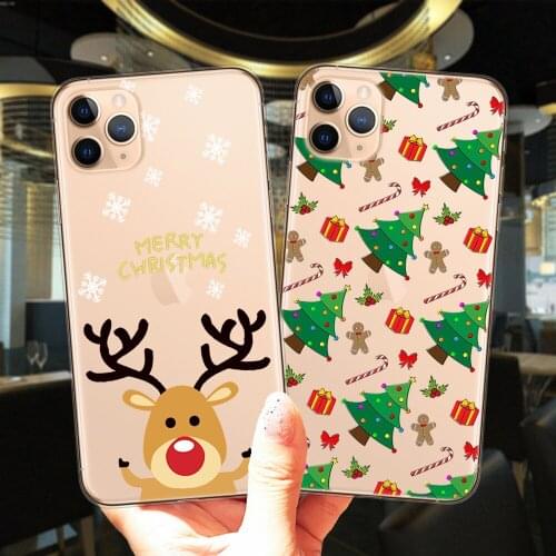 Cartoon Cute Elk Phone Case For iPhone 12 Mini 11 Pro XS Max 6S 8 7 Plus X XR SE 2 Merry Christmas Cover Soft Silicone Fundas