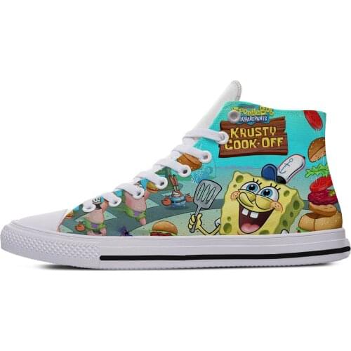 2020 Men Sneakers Print Cartoon SpongBob SquarePants Patrick Star Squidward Tentaclesmen Men Casual Shoes Zapatos De Hombre