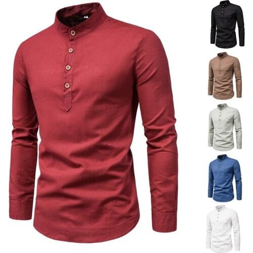 Men Casual Shirts Long Sleeve Slim Fit Linen Shirt Batik Baju Kemeja Lelaki Plus Size Men Kurta Raya Lelaki Me