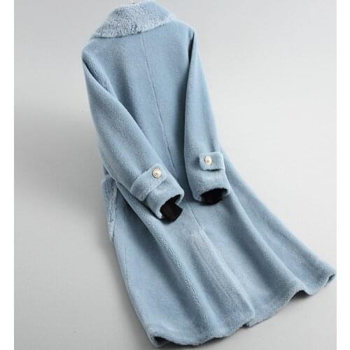 Coat Real Women Fur Clothes 2020 Autumn Winter Long Wool Jacket Red Korean Womens Coats Manteau Femme KQN22028 KJ2422