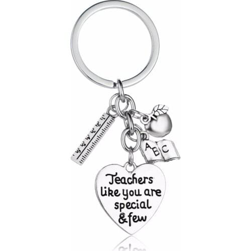 Teachers Day Gifts For Teachers Like You Are Special & Few Keychain Apple Ruler ABC Book Heart Charms Keyring Teacher Jewelry