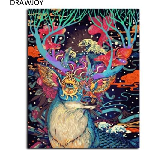 Hot Selling Framed Pictures Coloring By Numbers Of Deer Wall Decor Home Decor DIY Oil Painting 40*50cm G038