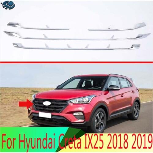 For Hyundai Creta IX25 2018 2019 Car Styling ABS Chrome Front Center Mesh Grille Grill Cover Radiator Strip Trim Decoration Car