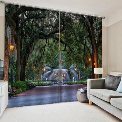 Luxury Blackout 3D Window Curtains For Living Room Bedroom green forest curtains park curtain