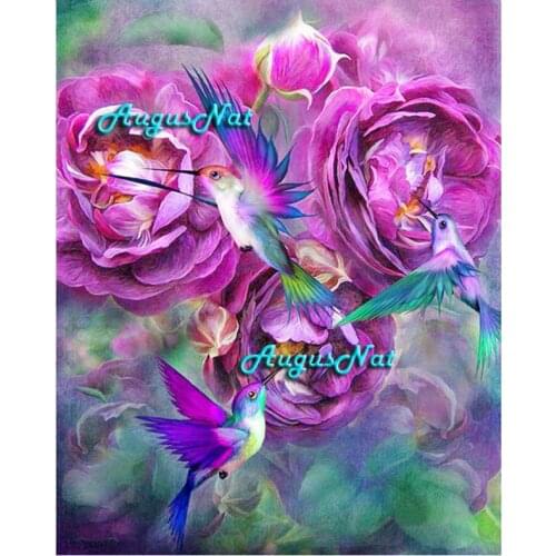 Rose flower diamond painting full square valentines day gifts hummingbird home decor floral wall art diamond dots craft gifts