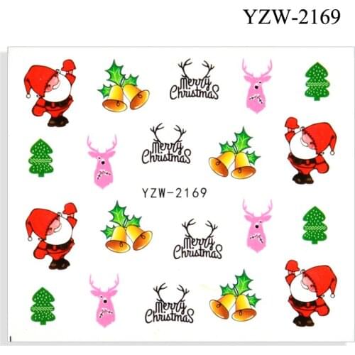 YZWLE Christmas Water Transfer Nail Art Stickers Decals Christmas Tree Gift Design Nails Decorations DIY Manicure Tools