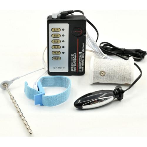 Adult Male Sex Toys Electro Shock Urethral Sound Device E-Stim Belt Rings Stainless Anal Plug Therapy Set